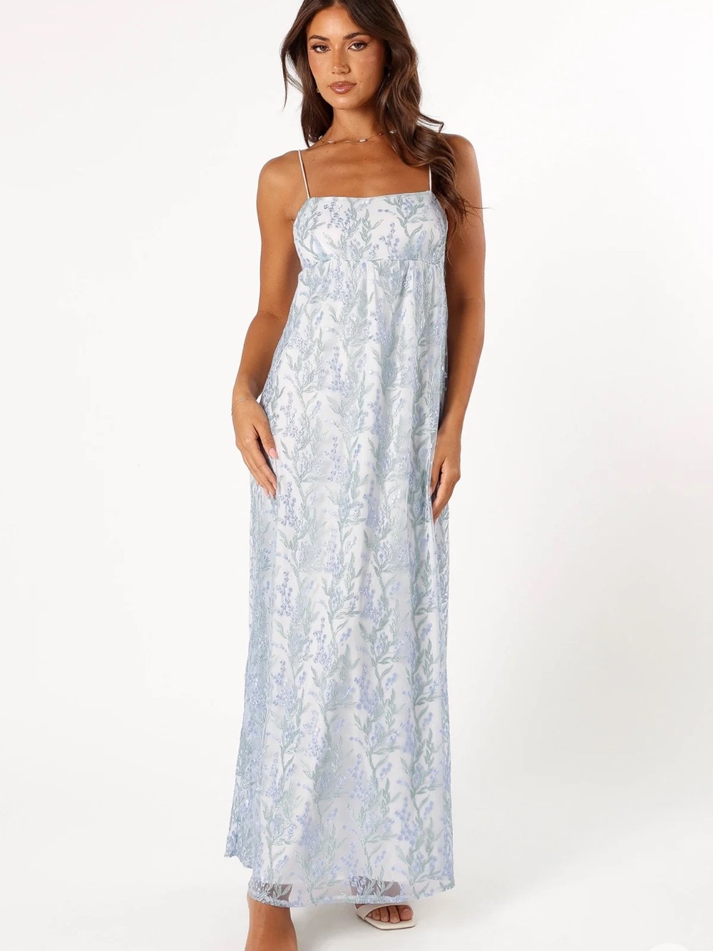 Petal & Pup Light Blue and White Floral Maxi Dress